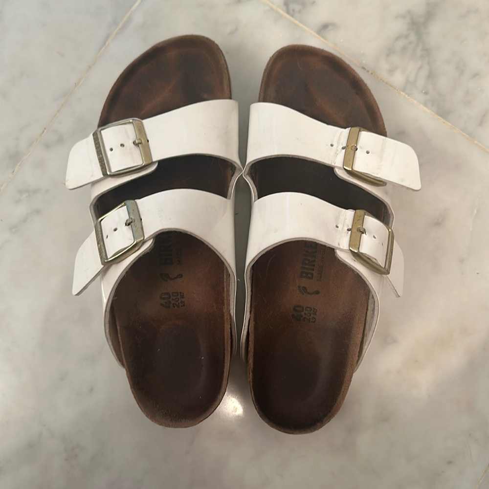 Patent white Birkenstocks